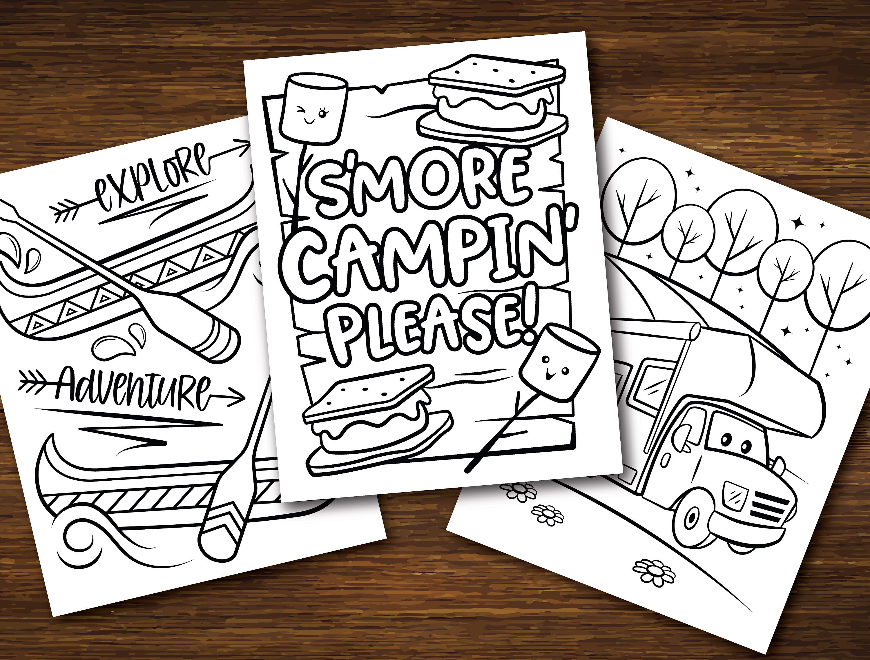 Camping Coloring Page Set Instant Download Camping Kids Coloring ...