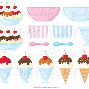Ice Cream Shop Commercial Use Clipart - Cute Dessert Clip art - Popsicle Clipart - Ice Cream Birthday & Baby Shower - Buildable Ice Cream image 5