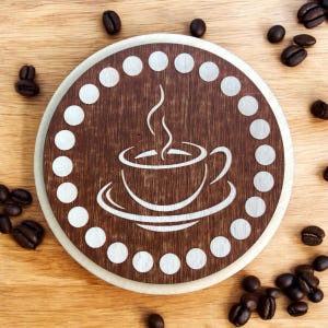 Laser Cut Wooden Coasters Set / 10.5 cm Diameter / 9 mm Thick / Natural Plywood Drink Coasters / Eco Friendly Table Decor / Handmade Gift