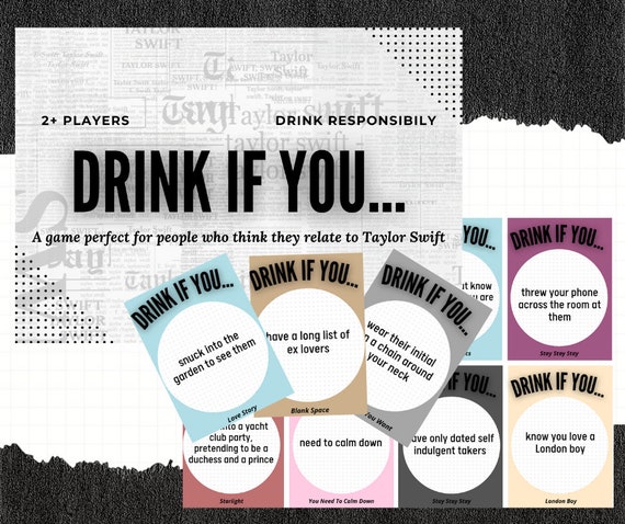 Taylor Swift Theme Drink If You Party Game 