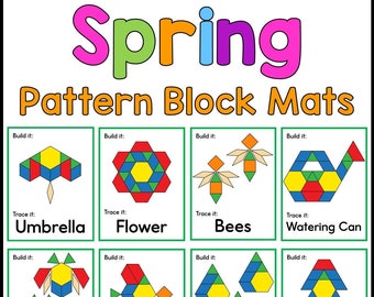 Spring NO PREP Tangram Pattern Block Mats for Preschool and Kindergarten Fine Motor Skills in March April and May