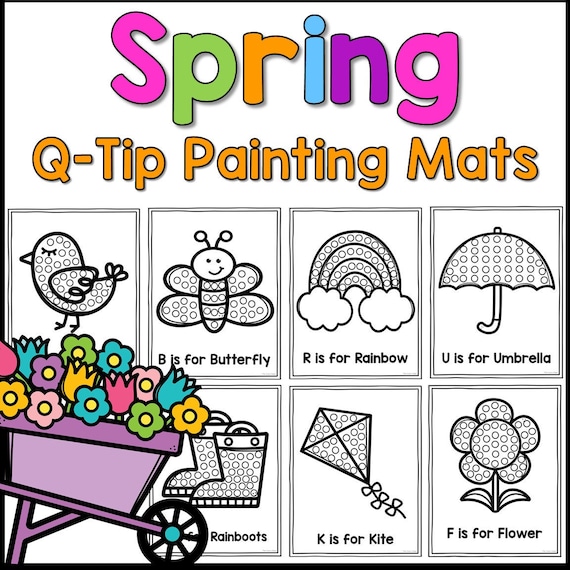 Spring NO PREP Q Tip Painting Mats for Preschool and