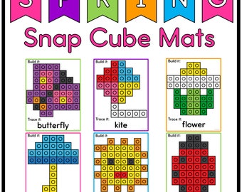 Spring NO PREP Snap Cube Mats for Preschool and Kindergarten Fine Motor Skills in March April and May