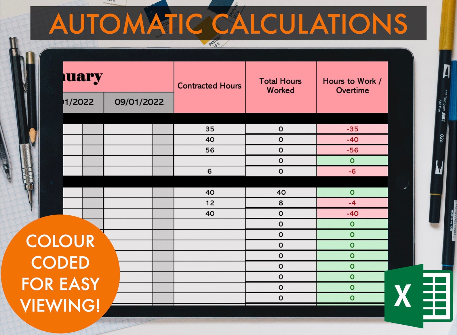 4 Week Rota System Excel Spreadsheet Automatic - Etsy