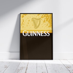 Guinness Pint Poster Splitting the G Irish Pub Wall Art Print Home Bar Guinness Gift Ireland Decor Man Cave Beer Artwork