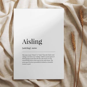 Personalized Irish Name Print – Custom Dictionary Style Wall Art | Baby Gift for Parents, Godparents or Nursery Decor