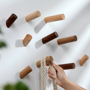 Wooden hooks concave shape, walnut wall hook, towel dots, modern coat  hooks, oak 