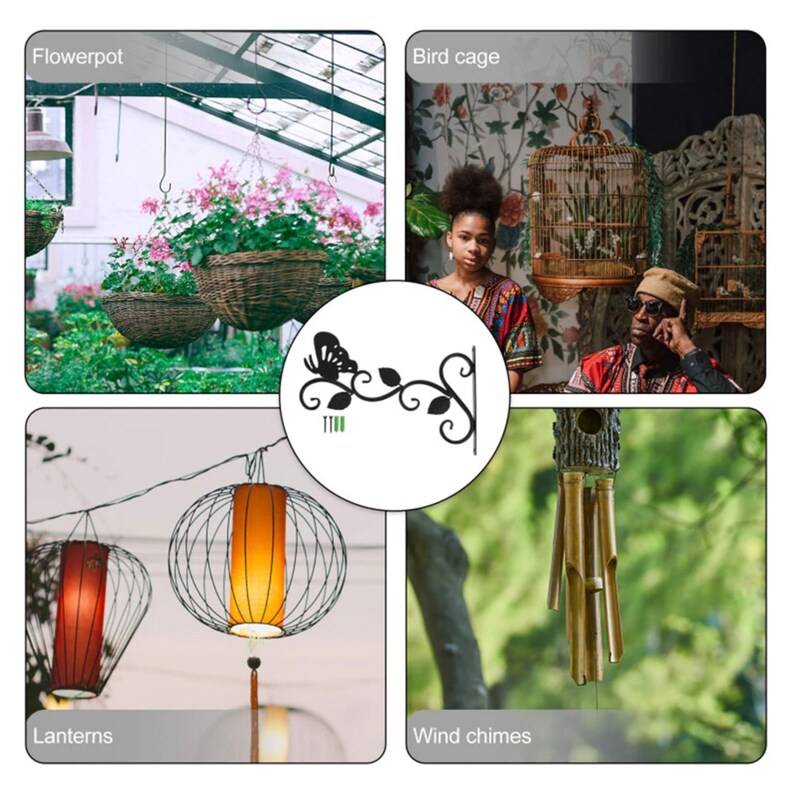 Cast Iron Flower Hanging Basket Hooks Wall Hanging Basket Etsy