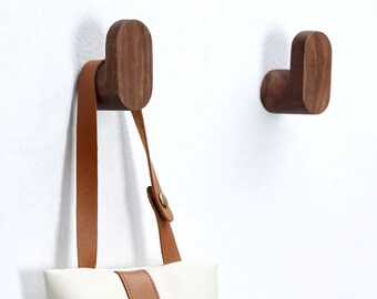 Wooden Walnut Beech Wall Hooks Wood Wall Hanger Wall Room Décor Modern Wooden Hooks Decorative Coat Hook Simple Wall Storage Towel Hook