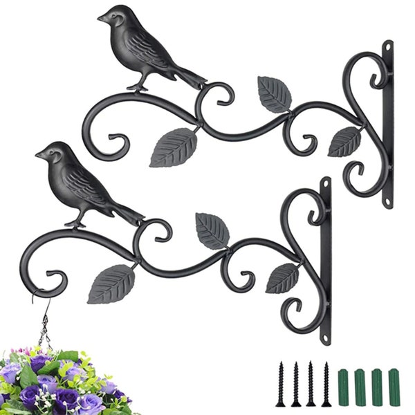 Cast Iron Flower Hanging Basket Hooks Wall Hanging Basket Plant Bracket Hanger Flower Pot Hanging Bracket Home Balcony Garden Wall Decor