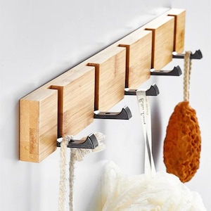 Foldable wall mounted rack entryway rack Decorative Wall Hooks Coat Hangers Racks Hooks towel hooks wood wall hook Bamboo Hat Bag Hooks