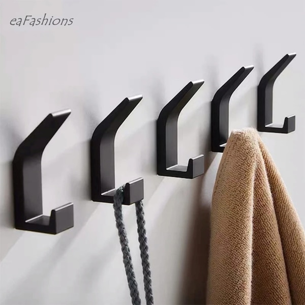 No Drilling Modern Double Hook Wall Mounted Coat Hooks Entryway Décor Bathroom Towel Hook Kitchen Accessories Hook Backpack Hanging Hooks