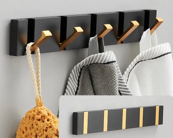 Foldable wall mounted 2ways Installation entryway rack Decorative Wall Hooks Coat Hangers Racks Hooks towel Hat Bag Hooks Black and Gold