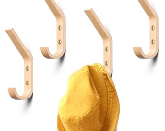 4pcs Modern Oak Wood Curved Wall Hook Wooden Handmade Natural Colour Single Hook Coat hooks Towel hooks Bedroom Entryway hooks Scandi Style