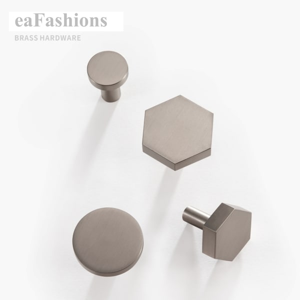 Modern Round/Hexagon Brass Hook Brushed Nickel Silver Wall Hook 2 Sizes Available