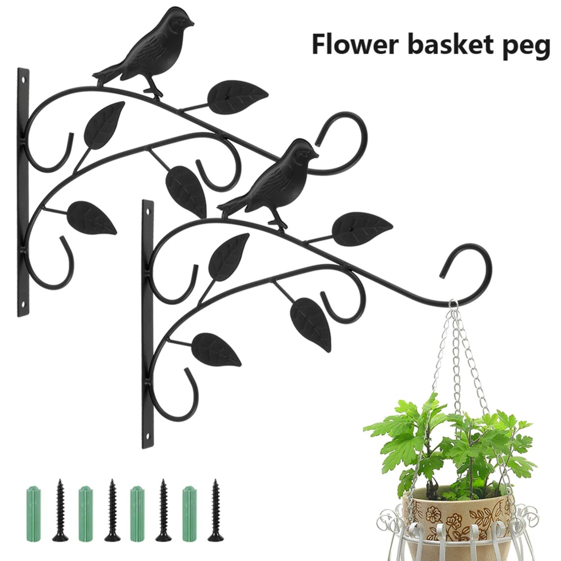 Cast Iron Flower Hanging Basket Hooks Wall Hanging Basket Etsy