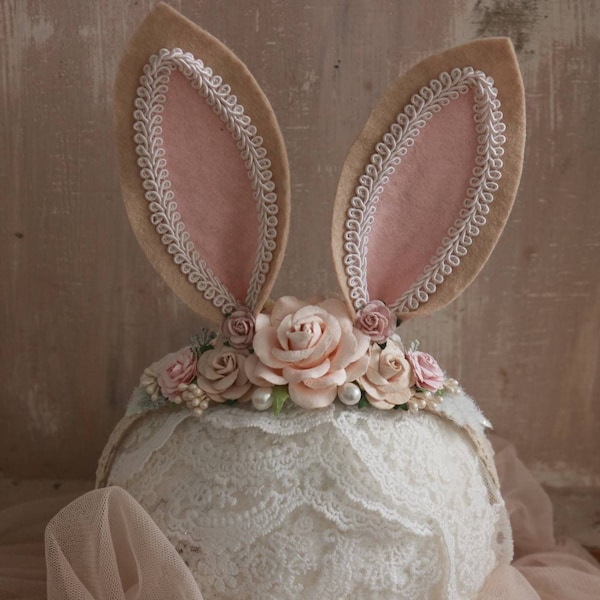 Easter headband, bunny ears headband, easter photo session, photoprops, animal ears, easter collection, baby bunny, birthday accesories