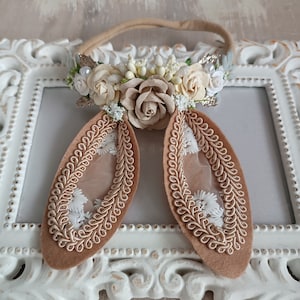 Paashoofdband, hoofdband met konijnenoren, paasfotosessie, fotorekwisieten, dierenoren, paascollectie, babykonijntje,