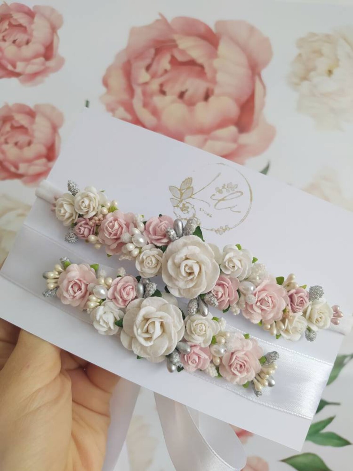 Set of baby headband and dress belt baptism christening Etsy Polska