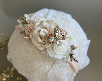 Elegantes wunderschönes Strass Baby Mädchen Blumen Stirnband, Foto Requisite, Neugeborenen Nylon Haarband, Schmetterling, Perlen, Kristalle