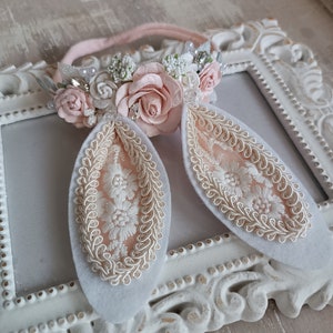 Small Easter headband, elegant bunny ears headband, easter photo session, photo props, animal ears, easter collection, baby bunny,