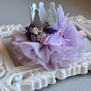 First birthday lilac crown with butterfly, crown for baby girl, birthday gift, little princess, newborn headband, photo prop, lavender