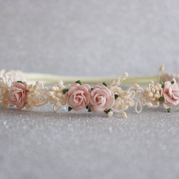 Gorgeous blush pink floral halo, headband, set off mum and daughter, baptism, christmas photo props, photo shooting, flower crown