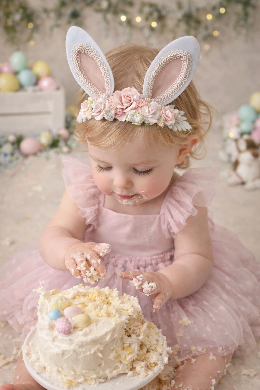 Handmade Hand Crafted Lace Knit Easter Spring Headband Adult size light pink Free Summer Knit Headband Pattern (with ties!) - A BOX OF TWINE main image 2