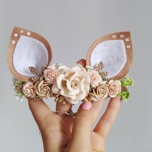 Christmas headband, animal roe ears headband, christmas photo session, photoprops, baby reindeer, blush birthday headband