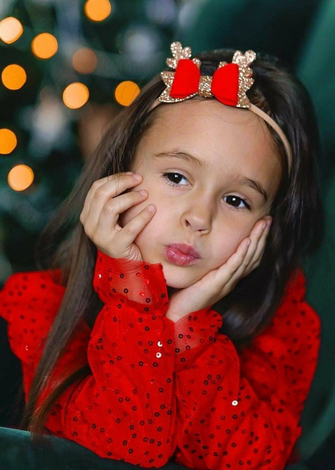 Christmas Headband, Reindeer Headband / Hair Clip, Baby Girl, Christmas