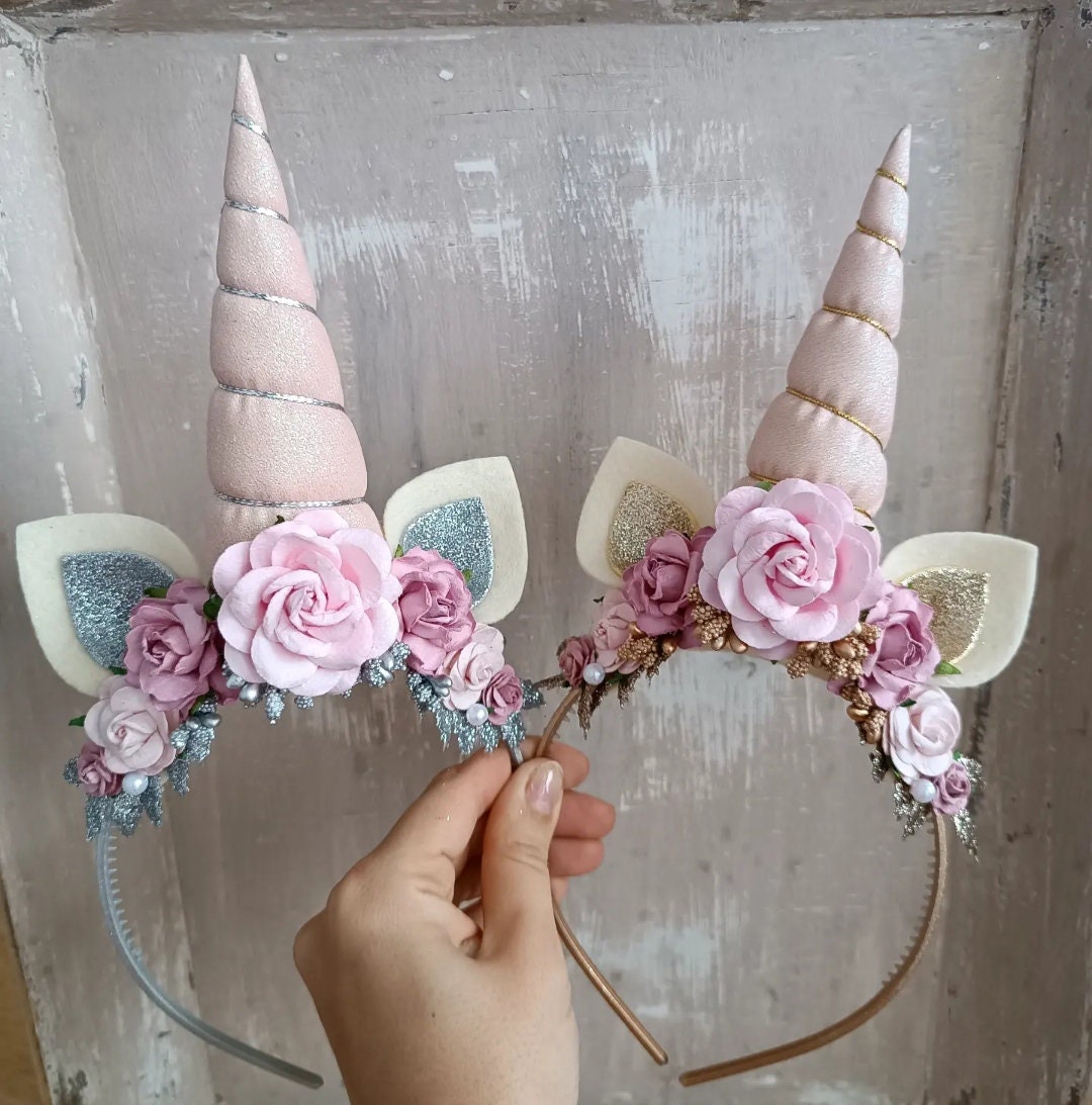 Diadema de metal con tiara de unicornio Rhinestud para niñas