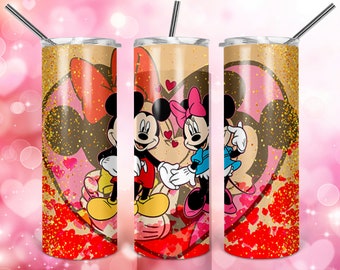 Valentines Mickey und Minnie 20oz Full Wrap Tumbler PNG Design