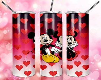 Valentines Mickey und Minnie 20oz Full Wrap Tumbler PNG Design