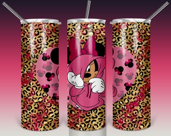 Valentines Minnie Leopard 20oz Full Wrap Tumbler PNG Design