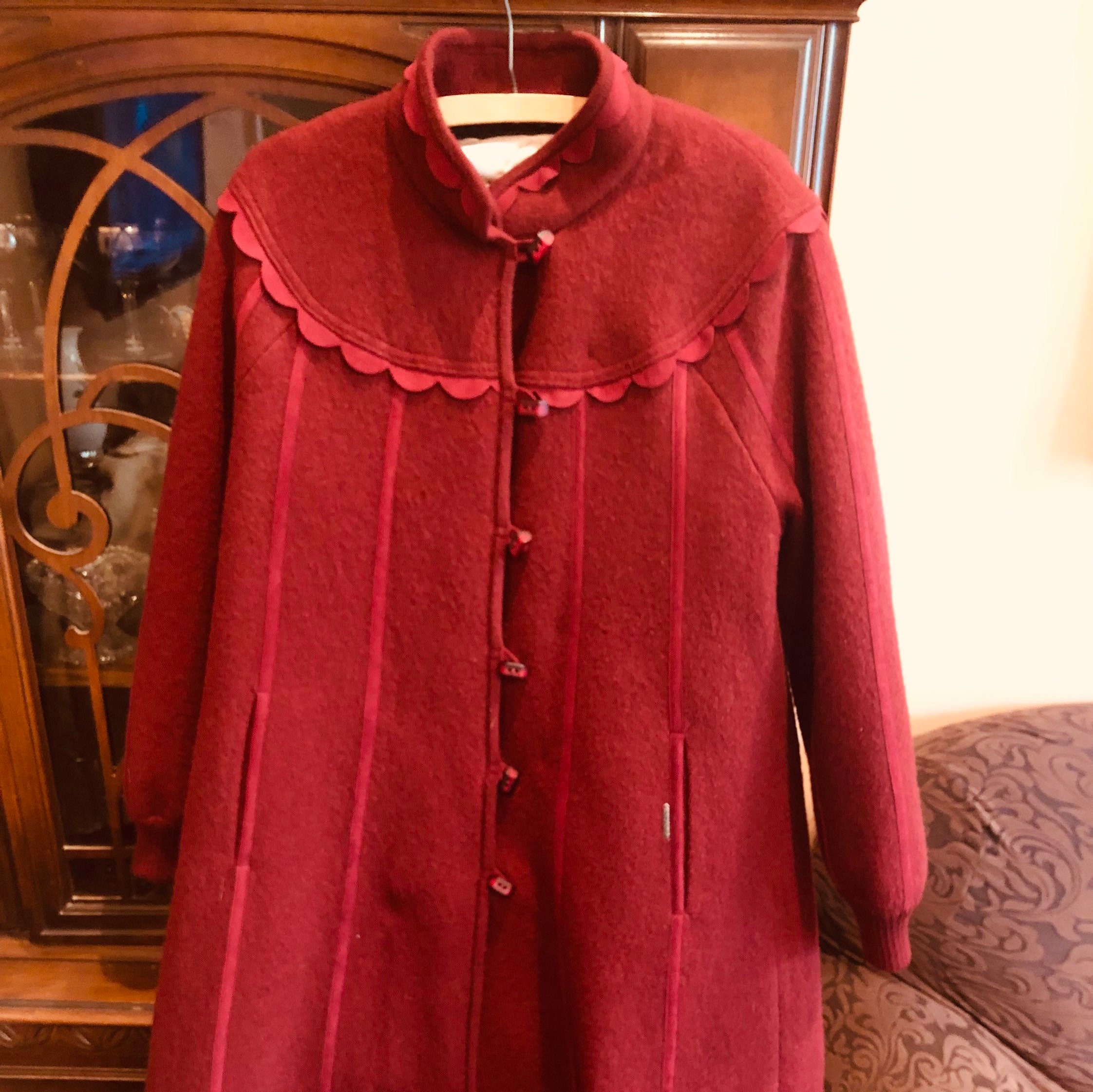 Red Boiled Wool Coat - Etsy