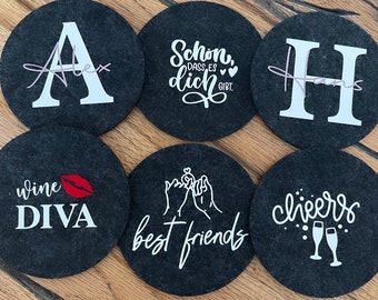 Coaster wine, felt coaster, gift