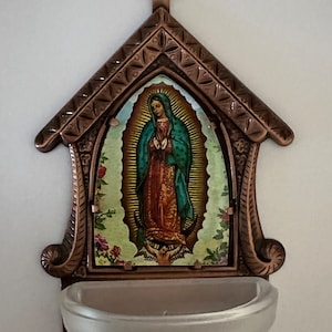 Holy Water Font- Our Lady of Guadalupe-antique copper finish