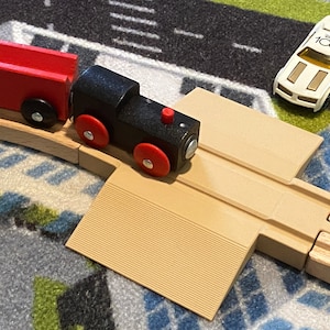 Road Crossing Train Track for Wooden Trains, Compatible with Thomas, Brio, Lillabo, Bigjigs, IKEA and More