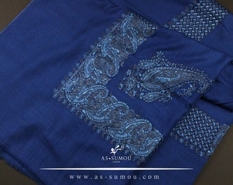 Foulard brodé traditionnel bleu omanais Massar Incroyable keffieh Imamah Ghutra arabe hommes foulards cadeau parfait pour l'Aïd tenue arabe ETY515
