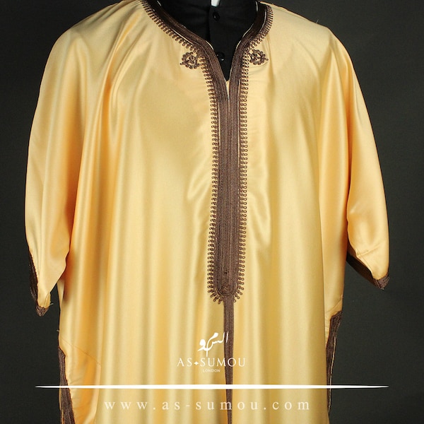 Yellow Moroccan Comfortable Kandora Djellaba Thobe Soft Elegant Perfect for Everyday Wear