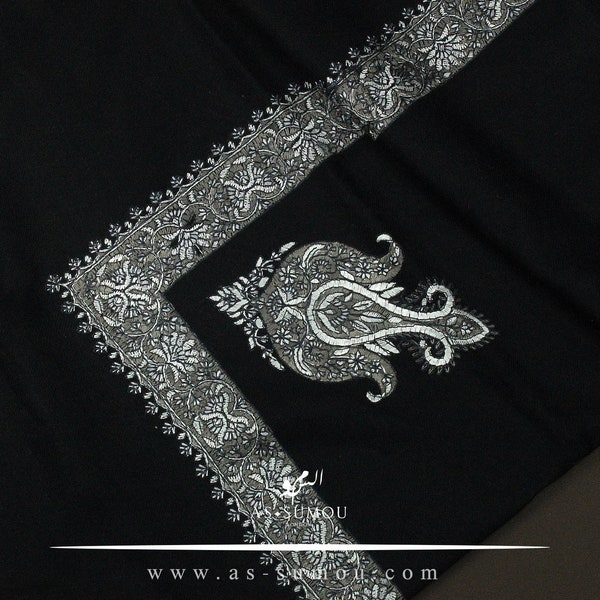 Black Colour Authentic Yemeni Shemagh Embroidered Scarf Amazing Keffiyeh Imamah Ghutra Islamic Outfit Islamic Gift ETR17