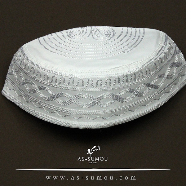 Premium Quality Soft White Qatari Style Kufi Khaleeji Arabian Hat Taqiya Takke Peci Rigid Prayer Cap