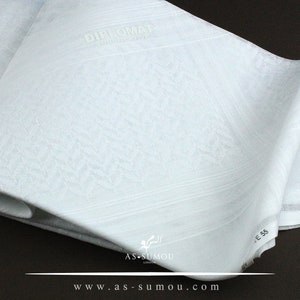 Authentic White Saudi Shemagh Classic Scarf 100% Cotton Soft Keffiyeh Imamah Ghutra
