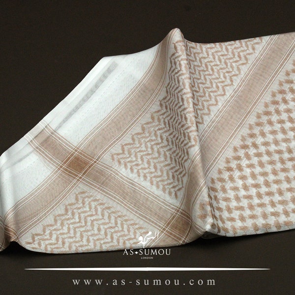 Rare Premium Rose Gold and White Saudi Shemagh Classic Scarf LightWeight Easy To Wear Keffiyeh Imamah Ghutra