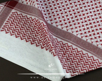 Auténtica bufanda clásica roja y blanca de Arabia Saudita Shemagh 100% algodón suave Keffiyeh Imamah Ghutra