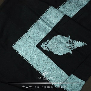 Authentic Black and Mint Yemeni Shemagh Embroidered Scarf Amazing Keffiyeh Imamah Ghutra Arab Men Scarves Perfect Gift For Eid ETB20