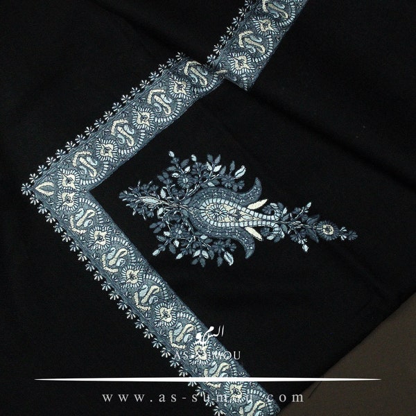 Black Colour Authentic Yemeni Shemagh Embroidered Scarf Amazing Keffiyeh Imamah Ghutra Islamic Outfit Islamic Gift ETR15