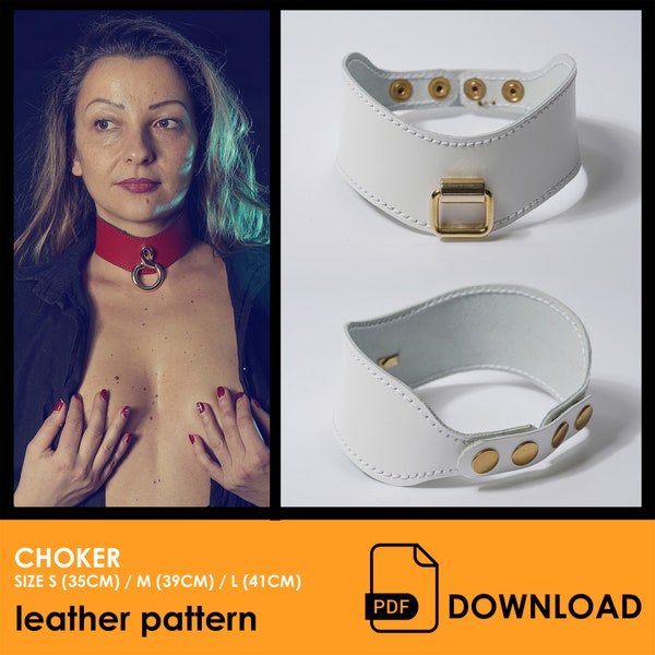 Patterns for leather choker necklace - PDF Leather pattern