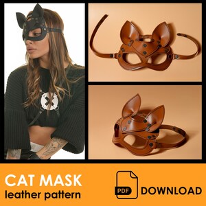 Puede incluir: Un patrón PDF descargable para una máscara de gato hecha de cuero. El patrón incluye dos estilos diferentes de máscaras de gato, una con un diseño más simple y otra con un diseño más detallado. El patrón está disponible para descargar inmediatamente después de la compra.
