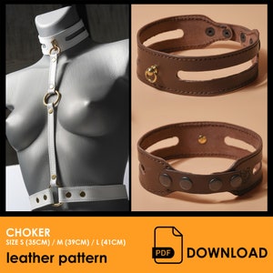 Patterns for leather choker necklace - PDF Leather pattern